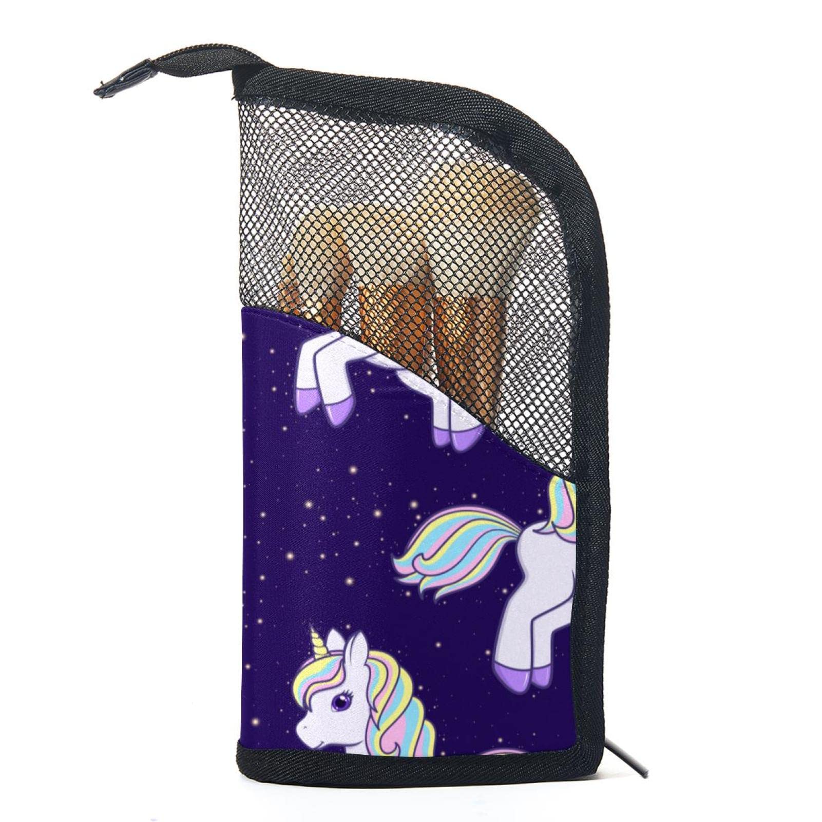 12-Piece Makeup Brush Organizer Bag with Cartoon Unicorn Design - Portable Purple Makeup Brush Holder Case for Travel & Home Storage | Perfect Cosmetic Organizer for Makeup Artists & Beauty Enthusiasts