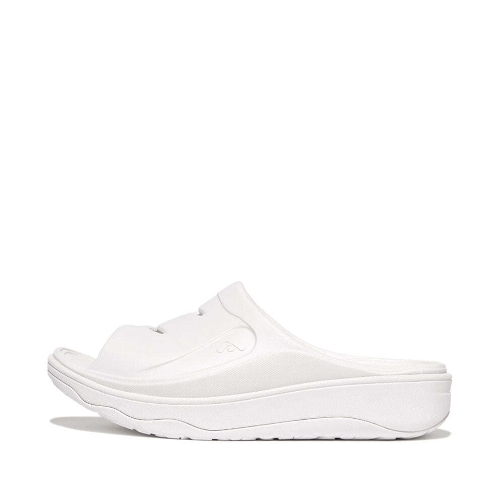 FitFlop Relieff Recovery Slide Sandals for Women - Comfortable Orthopedic Sandals with Arch Support - Perfect for Post-Workout, Travel & Everyday Wear (Urban White)