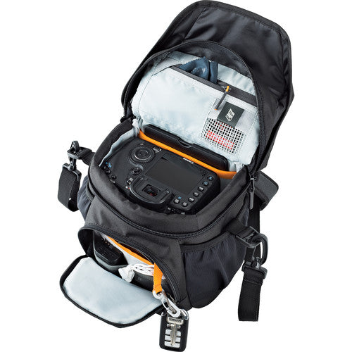 Lowepro Nova 140 AW II DSLR Camera Shoulder Bag - Waterproof Black Camera Case for Photographers - Perfect for Travel, Hiking & Outdoor Photography