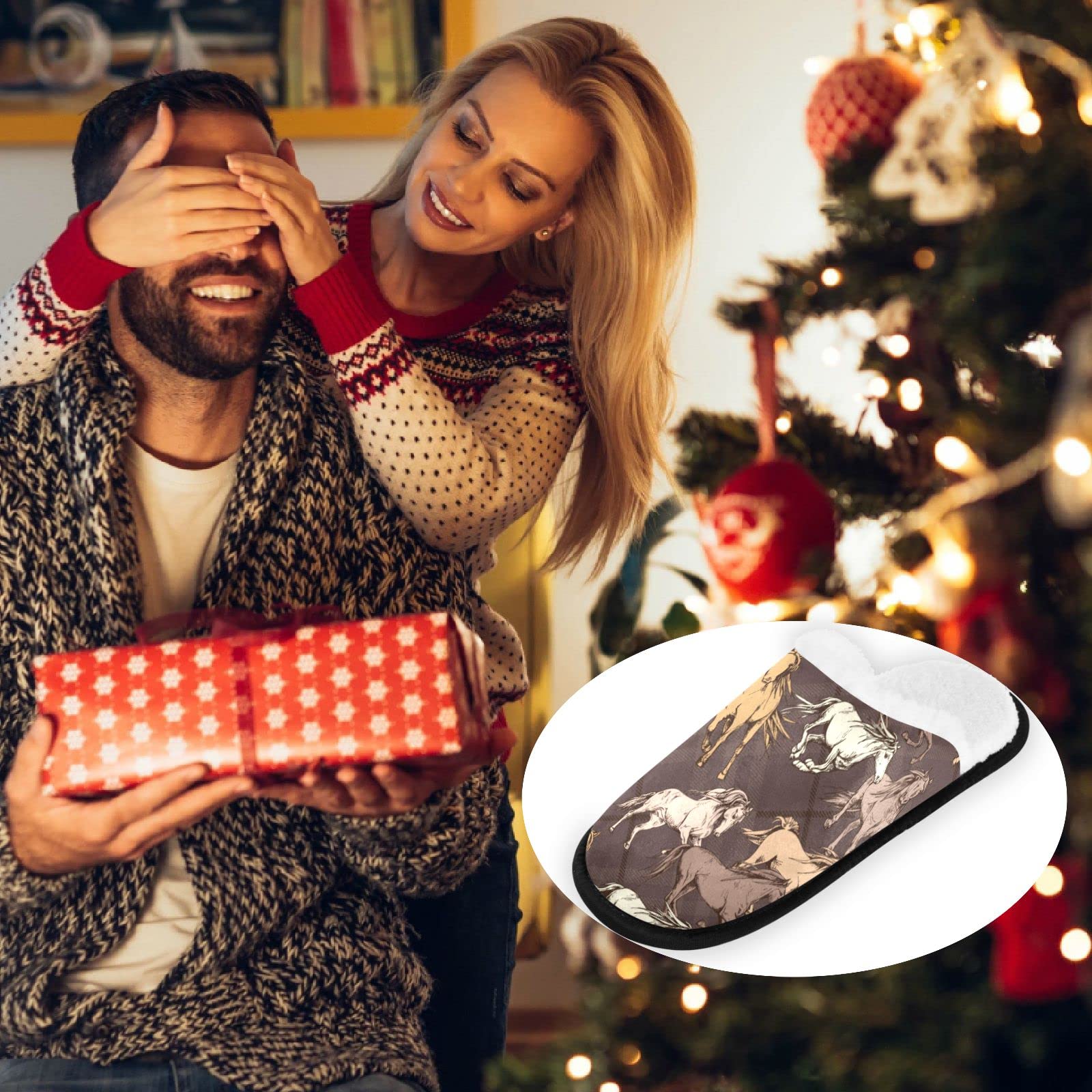 Visesunny Memory Foam Slippers for Women & Men - Winter Warm Cotton House Slippers, Cozy Indoor Outdoor Shoes with Non-Slip Sole - Perfect for Home, Bedroom, Lounge & Backyard Use