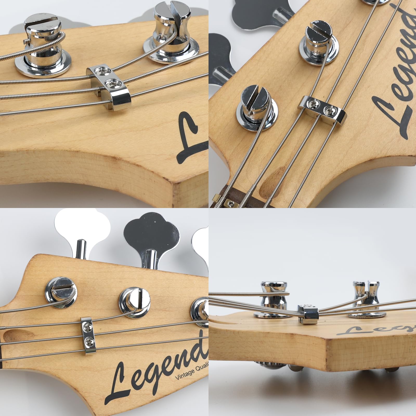 Chrome Bass String Retainer for Electric Bass Guitar - 3-String Guitar Parts with Mounting Screws - Perfect for String Tension Control & Guitar Maintenance