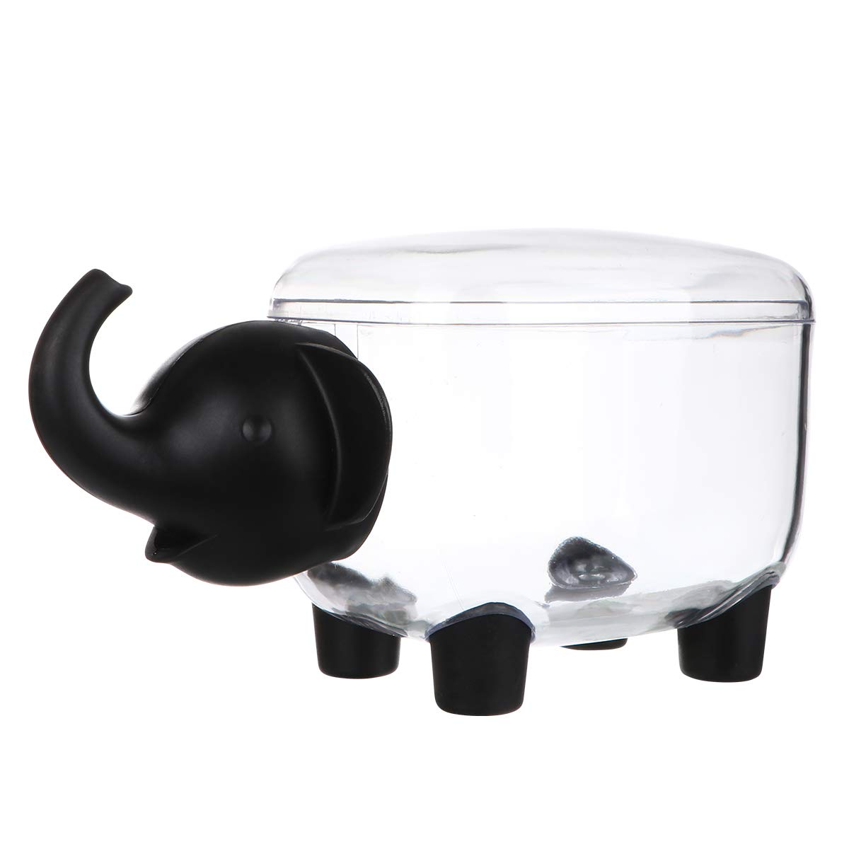 Elephant Shaped Plastic Storage Box - Clear Organizer Container with Lid for Cosmetics, Kitchen Sundries & Home Organization - Black Practical Storage Canister for Bathroom, Bedroom & Office Use