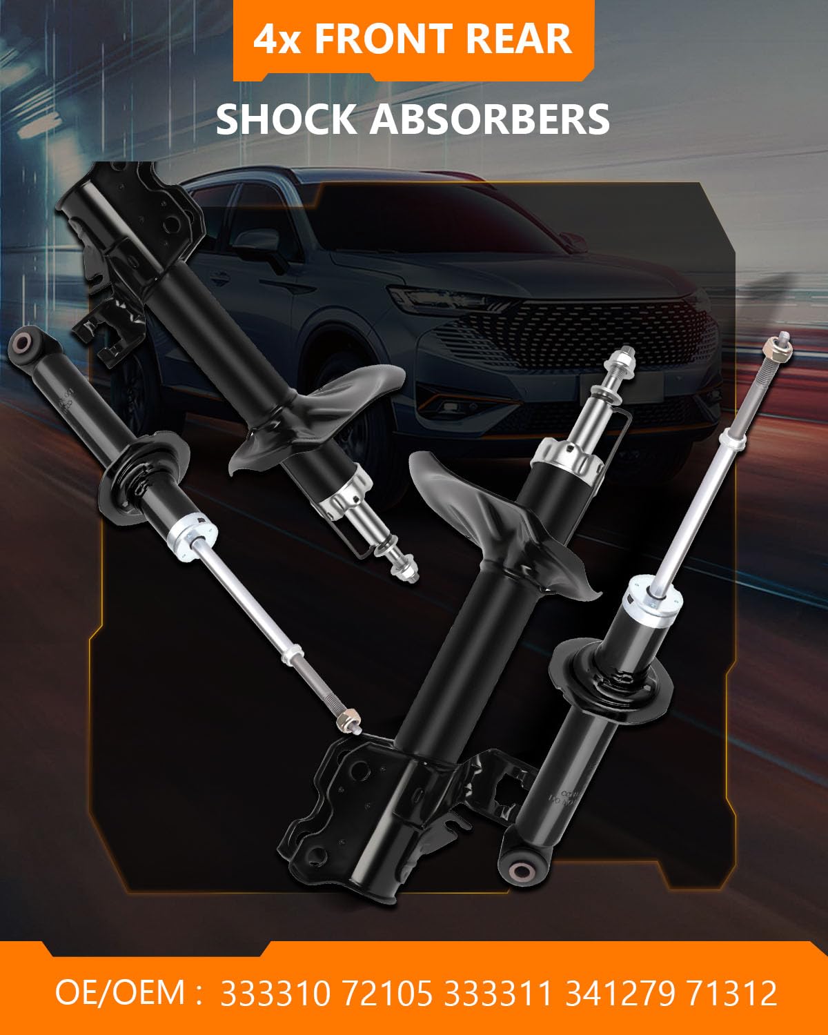 OCPTY Complete Front & Rear Shock Absorber Set for 2002-2006 Nissan Sentra - Replacement for OEM 333310 333311 341279 - Smooth Ride & Enhanced Stability for City Driving & Highway Commutes