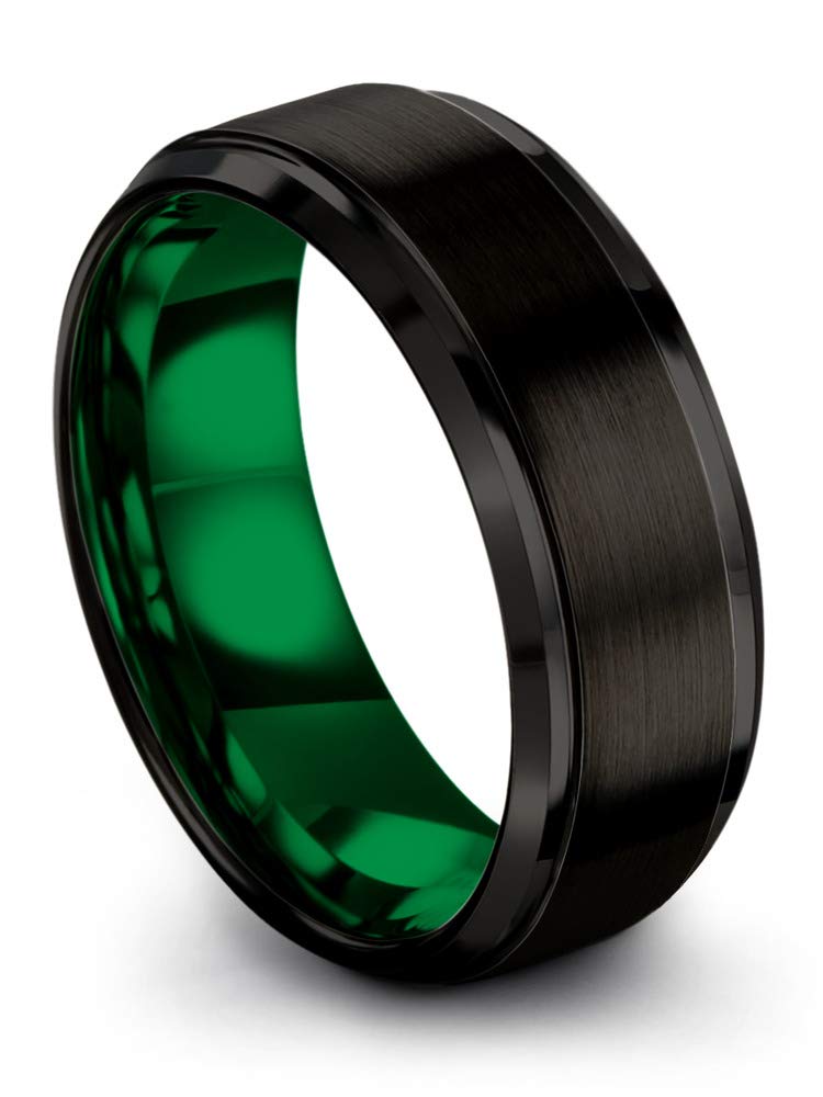 Premium Tungsten Carbide Wedding Band Ring for Men & Women - 8mm Blue & Black Interior, Step Bevel Edge, Brushed/Polished Finish - Custom Engraving for Anniversary & Engagement - Perfect for Everyday Wear, Special Occasions & Gift Giving