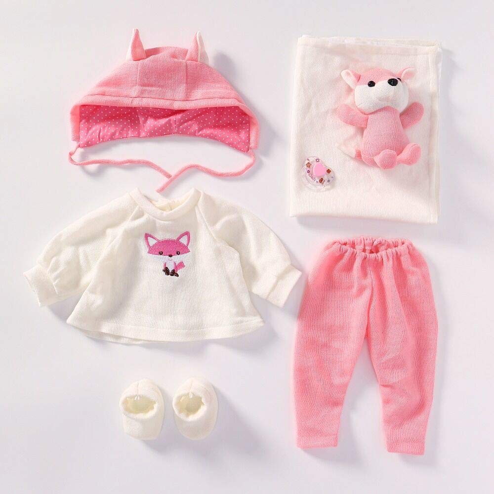 NPKPINK Reborn Baby Doll Clothes Set - Pink Fox Outfit 6pcs for 20''-23'' Reborn Dolls (Boys & Girls) | Perfect for Dress-Up, Collecting & Photography