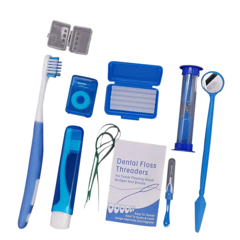 Braces Cleaning Kit - 8pc Dental Care Set with Toothbrush & Case for Travel