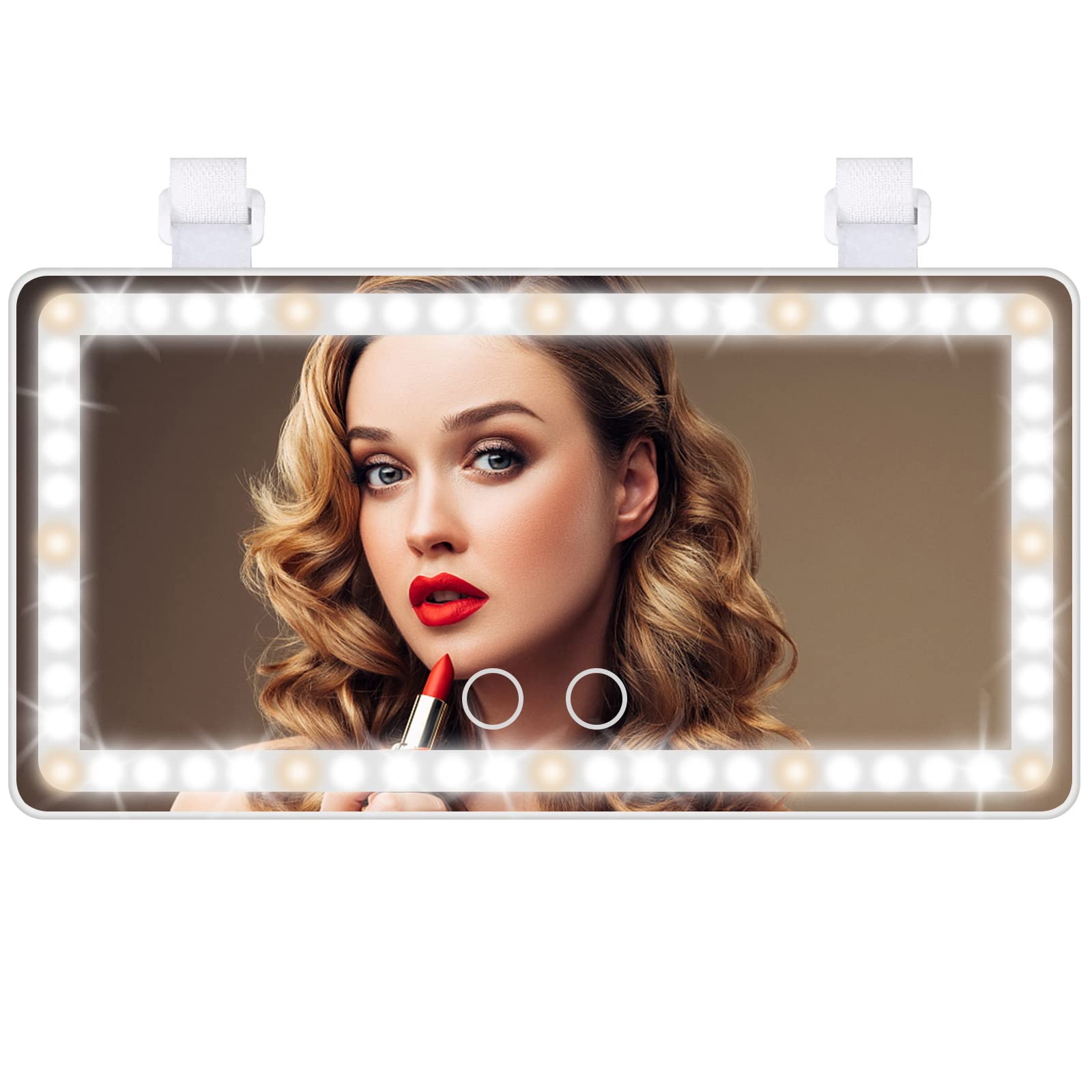Mokoze Rechargeable Car Sun Visor Vanity Mirror with 60 LED Lights - 3 Color Lighting Modes & Touch Dimming Control - Essential Car Makeup Mirror for Women (White) | Perfect for Touch-Ups, Makeup Application & Grooming On-The-Go in Cars, Trucks & SUVs