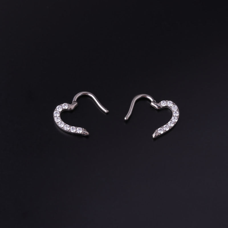 Titanium Cartilage Earrings - Heart Daith Conch Huggie Hoops for Women | HSPJ711 | Perfect for Piercing Jewelry, Everyday Wear & Gifts