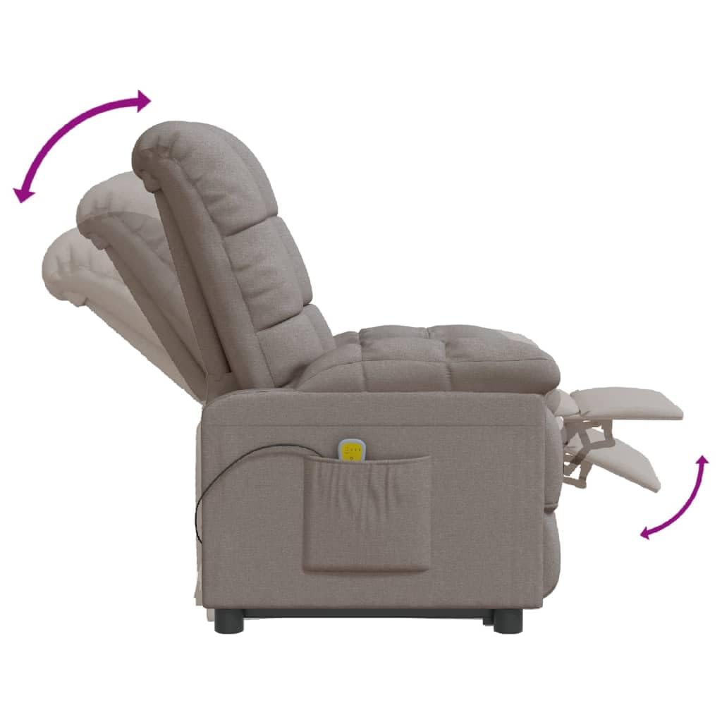 vidaXL Modern Fabric Massage Recliner Chair in Taupe - Ergonomic Relaxation Therapy with Comfortable Padding & Easy-Clean Fabric | Perfect for Living Room, Home Theater & Stress Relief