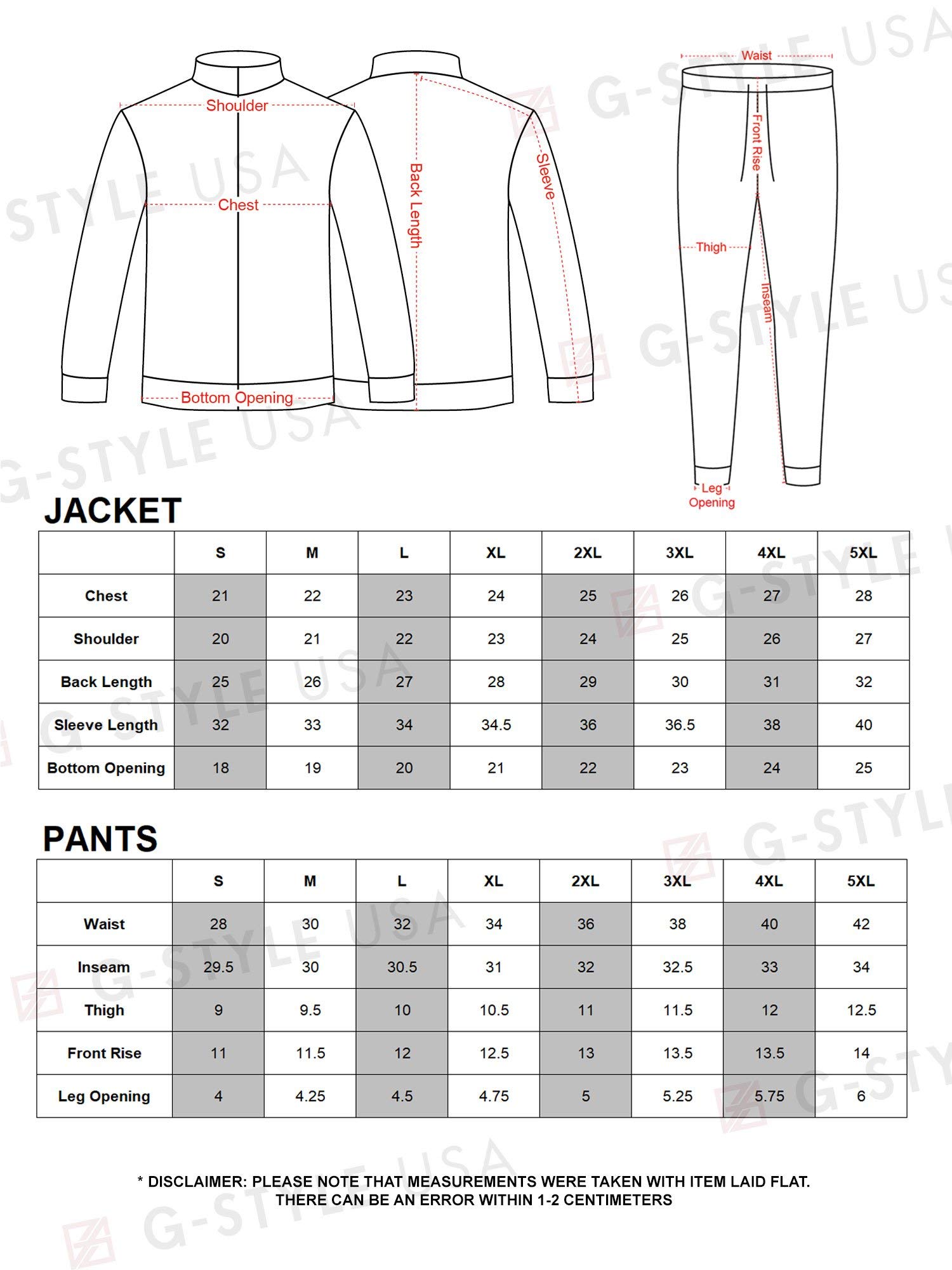 G-Style USA Men's Fleece Tracksuit Set - Winter Warm Zipper Jacket & Jogger Sweatpants for Gym, Running, and Casual Wear