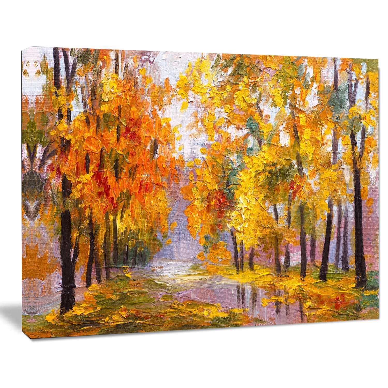 Beautiful Fallen Leaves Landscape Art Print Canvas - Autumn Nature Wall Decor for Living Room, Bedroom & Office