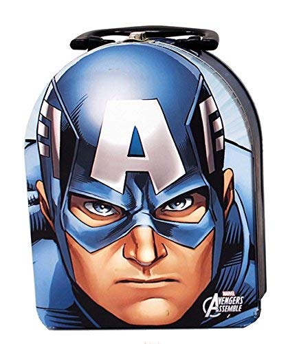 Captain America Shield-Shaped Metal Lunch Box - Insulated Food Container for School, Work & Picnics | Marvel Avengers Themed Lunchbox for Kids & Adults