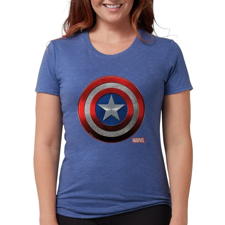 Captain America Icon Women's Tri-Blend Tee - Soft Vintage Style Graphic T-Shirt for Marvel Fans | Casual Wear, Cosplay, Superhero Gifts