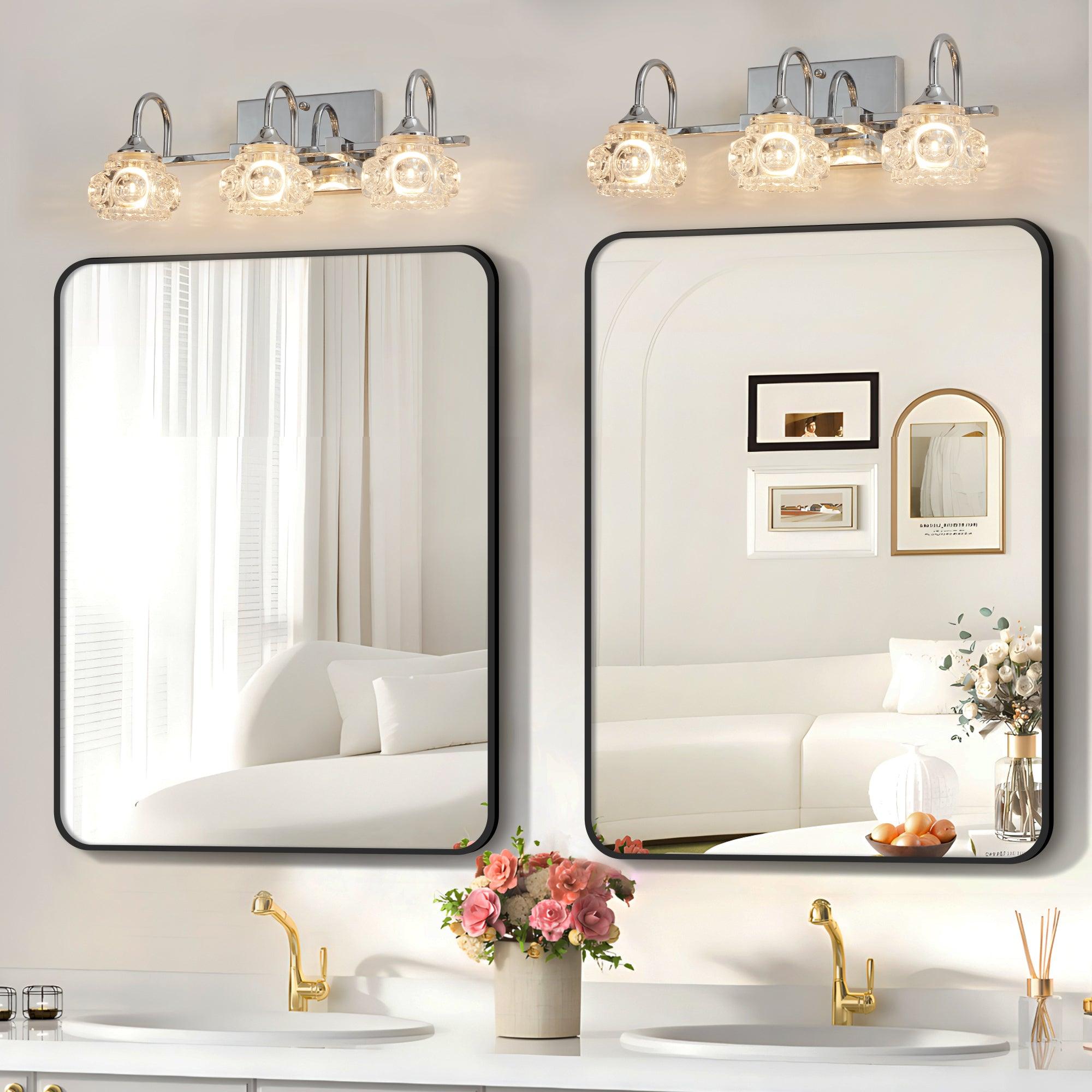 Vintage Crystal Vanity Light - Brushed Nickel Finish Elegant 3-Light Bathroom Mirror Fixture with Clear Glass Shades | Perfect for Master Bath, Powder Room & Dressing Area Lighting