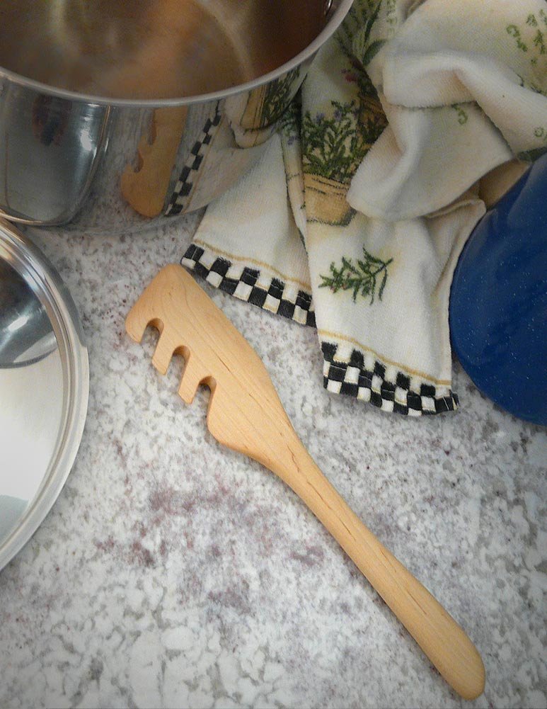 American Made 12-inch Natural Hard Maple Wood Pasta Spatula for Cooking, Serving, and Perfectly Lifting Pasta