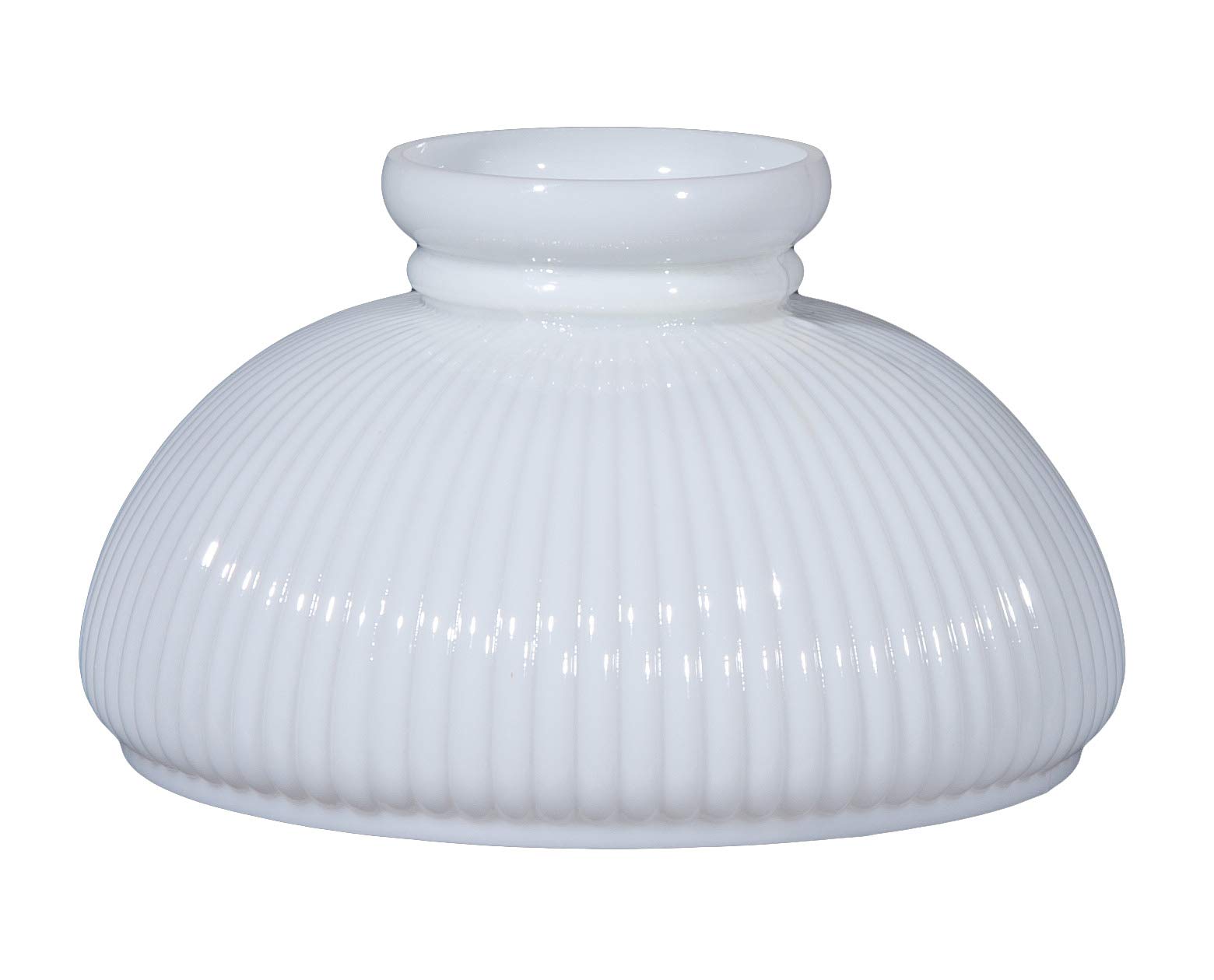 B&P Lamp® 10 Inch Opal Glass Student Lamp Shade with Ribbed Design - Perfect for Study Desk, Reading Nook, and Dorm Room Lighting