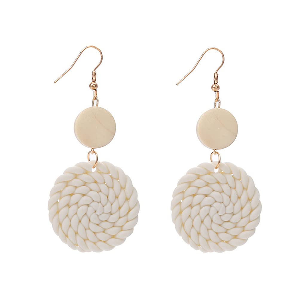 Handmade Polymer Clay Braided Dangle Earrings for Women - Terracotta & Rattan Style Boho Statement Jewelry - Perfect for Festivals, Parties, and Everyday Wear