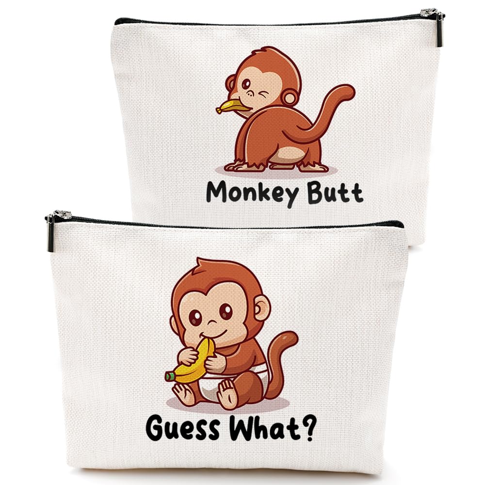 Funny Monkey Makeup Bag for Women & Girls - Cute Cosmetic Pouch for Animal Lovers - Perfect Gift for Sister, Best Friend, Daughter, Coworker - Great for Travel, School, Birthday, Christmas & Mother's Day