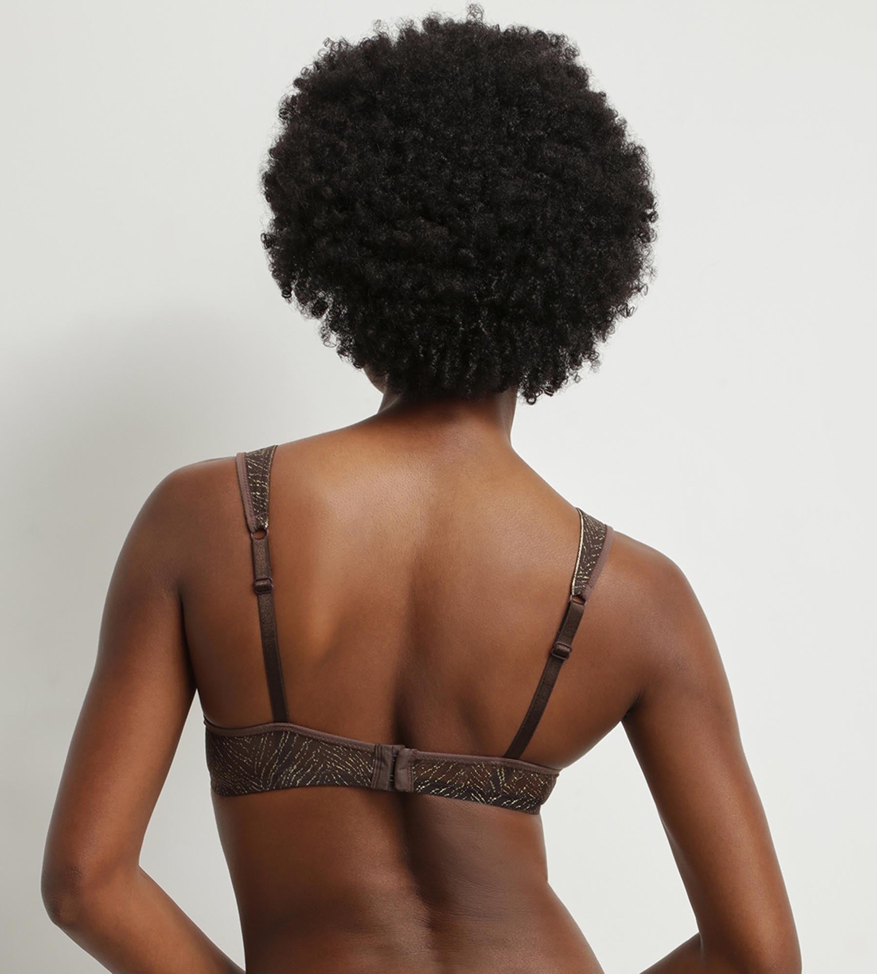 Dim Generous Chocolate & Gold Zebra Print Tulle Scarf Bra - Perfect for Date Nights & Special Occasions