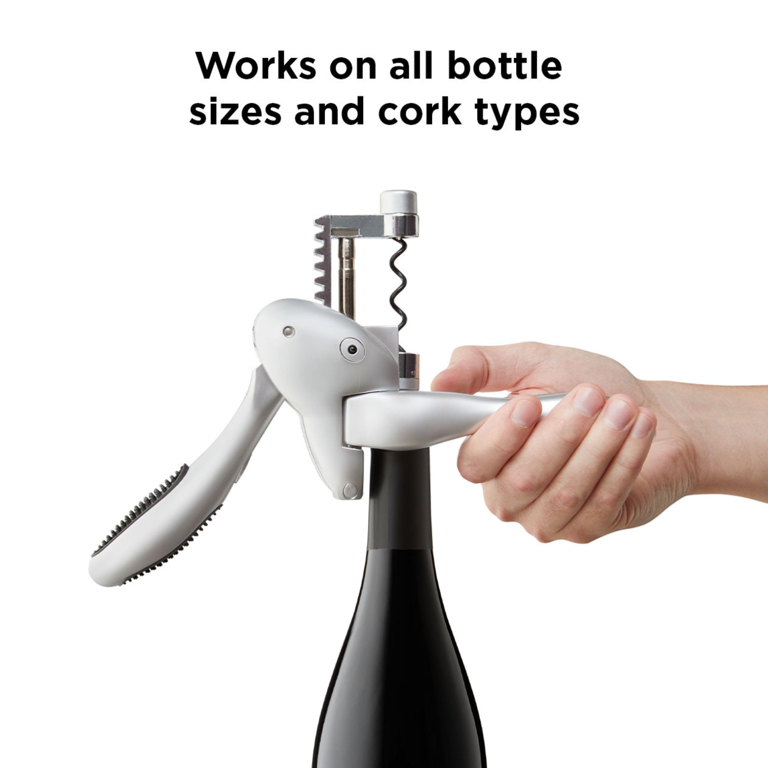 Premium Rabbit Original Lever Corkscrew Wine Opener with Built-in Foil Cutter & Extra Spiral - Silver | Perfect for Home Bars, Wine Tastings & Gifts for Wine Lovers