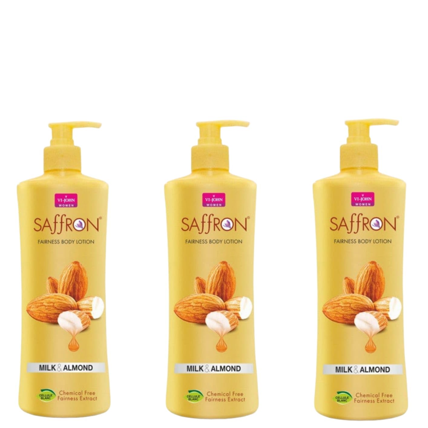 VI-JOHN Saffron Milk & Almond Body Lotion for Dry Skin - Deep Moisturizing & Hydrating Winter Cream, 100ml (Pack of 3) | Nourishing Skin Care for Daily Use, Perfect for Cold Weather & Dry Climates