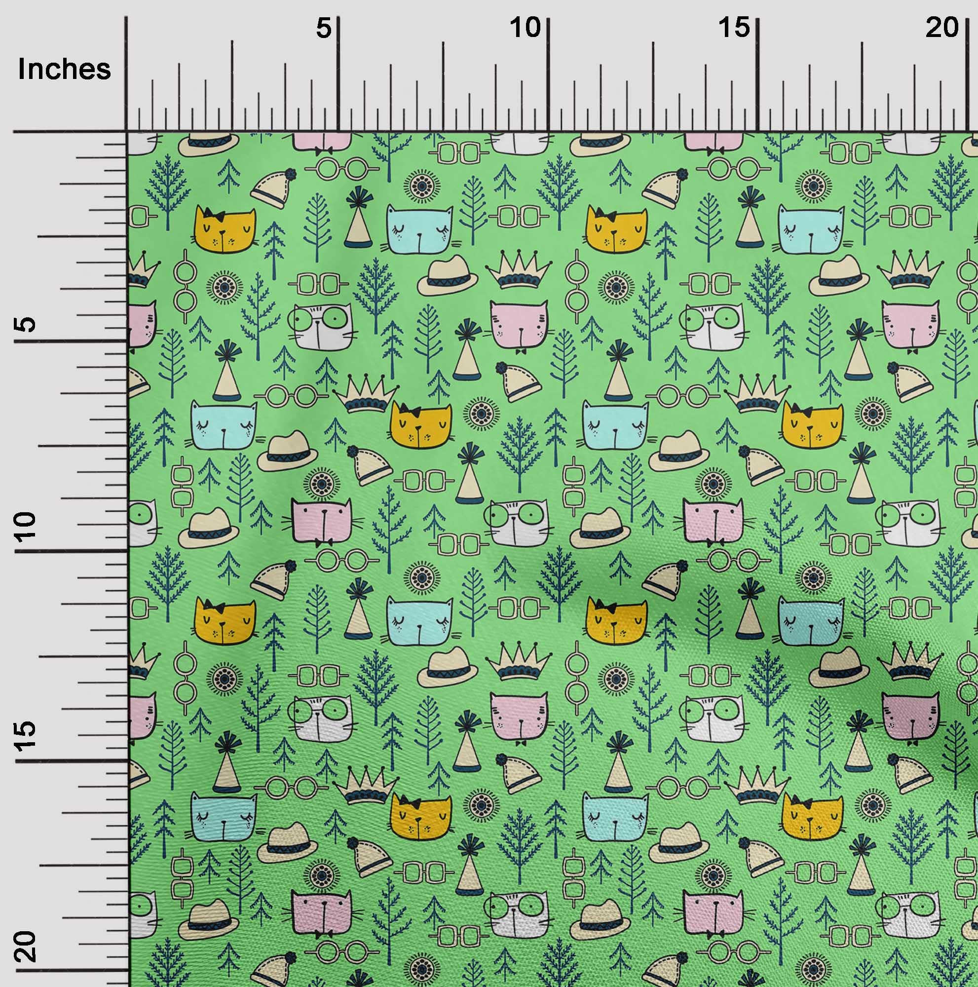 oneOone Rayon Light Green Fabric - 56 Inch Wide Printed Animal Design for Kids DIY Clothing & Sewing Supplies | Perfect for Dressmaking, Quilting, and Craft Projects