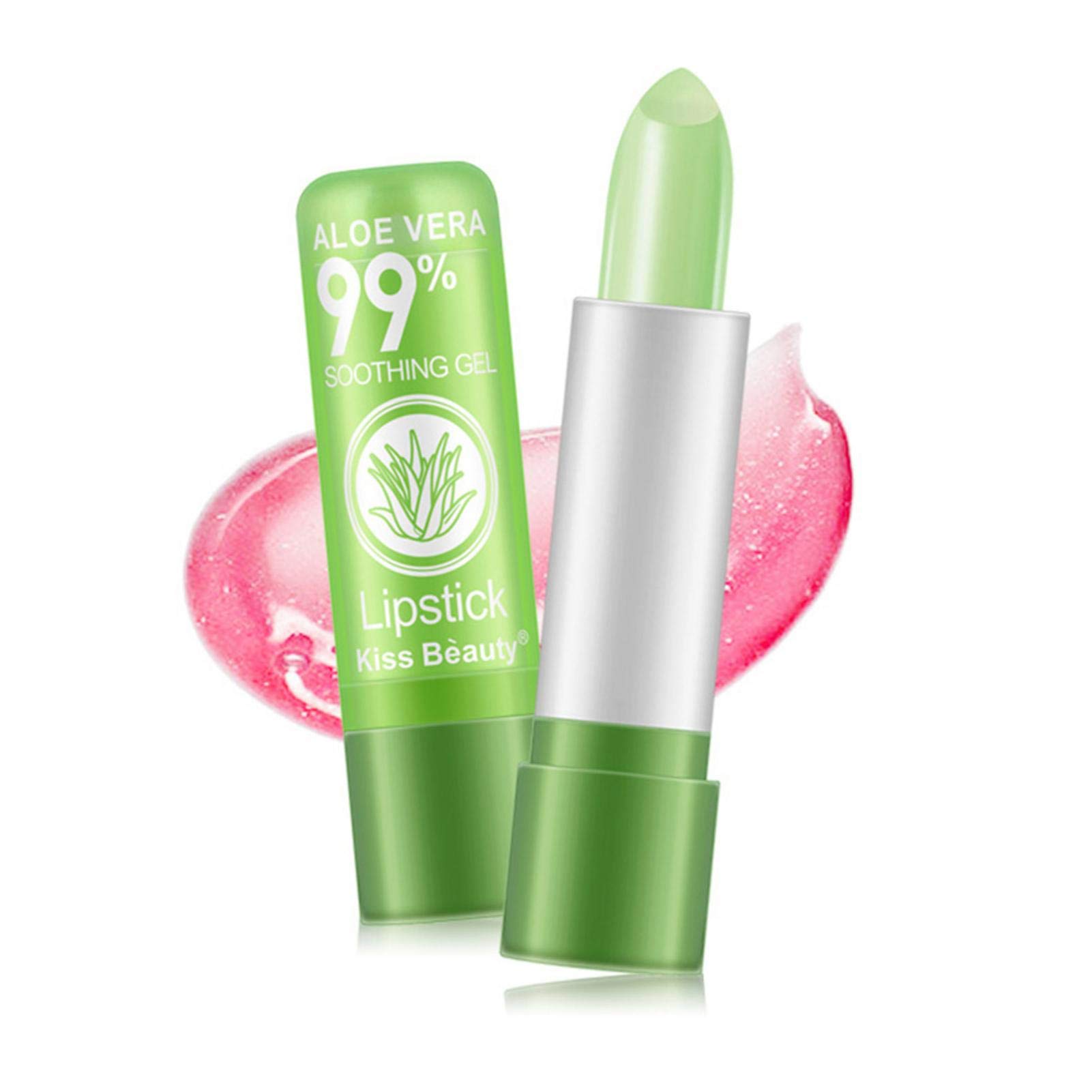 2 Pack Aloe Vera Lipstick - Long Lasting Nutritious Lip Balm with Moisturizing Magic Temperature Color Changing Effect | Hydrating Lip Gloss for Dry Lips, Perfect for Daily Use, Travel & Gifts