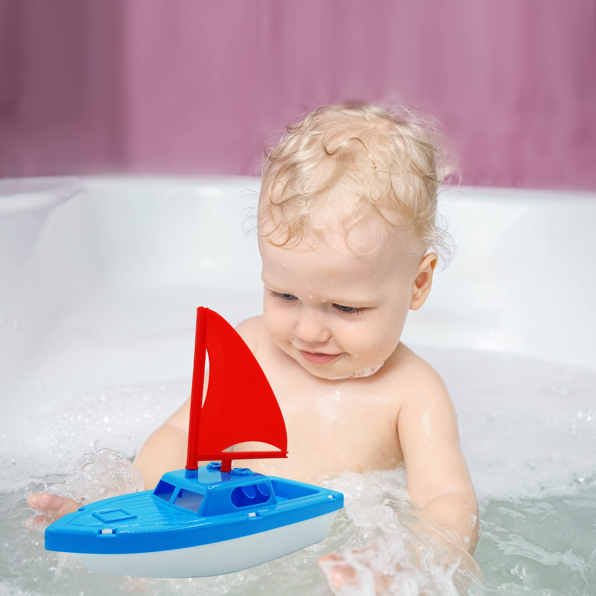 4E's Novelty Toy Boat Bath Toys for Kids & Toddlers - Pack of 3 Floating Boats (10 Inch) - Bathtub Toys, Pool Toys for Kids, Beach Water Play Toys - Perfect for Indoor & Outdoor Water Fun