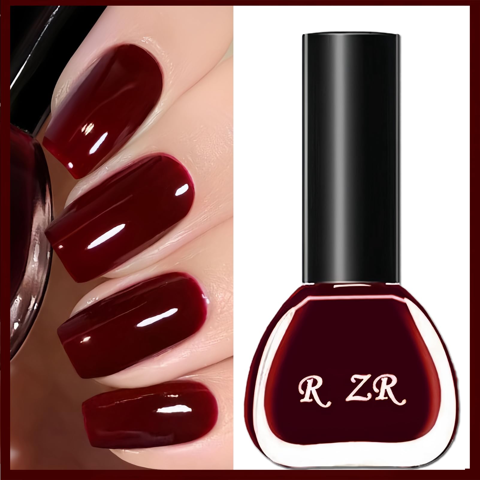 Dark Red Nail Polish - Long Lasting Cherry Red Nail Polish 15ML, No UV Light Needed, Quick Air Dry Formula - Perfect for At-Home Manicures, Parties & Gifts for Women and Girls