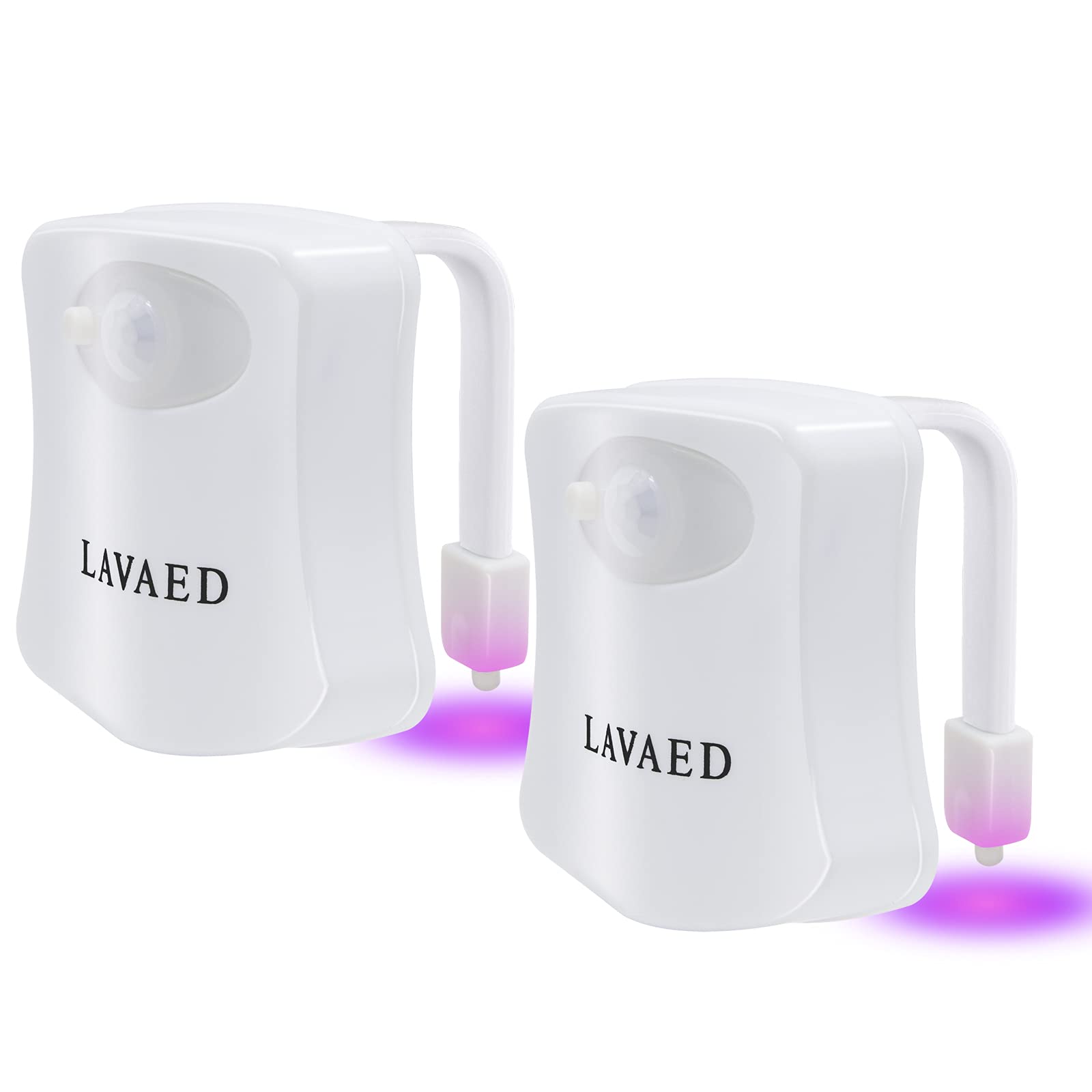 Motion Activated Toilet Night Light - 8 Color Changing LED Toilet Bowl Lights with Sensor, Bathroom Seat Nightlight (2 Pack) - Perfect for Safe Nighttime Bathroom Visits & Kids' Rooms