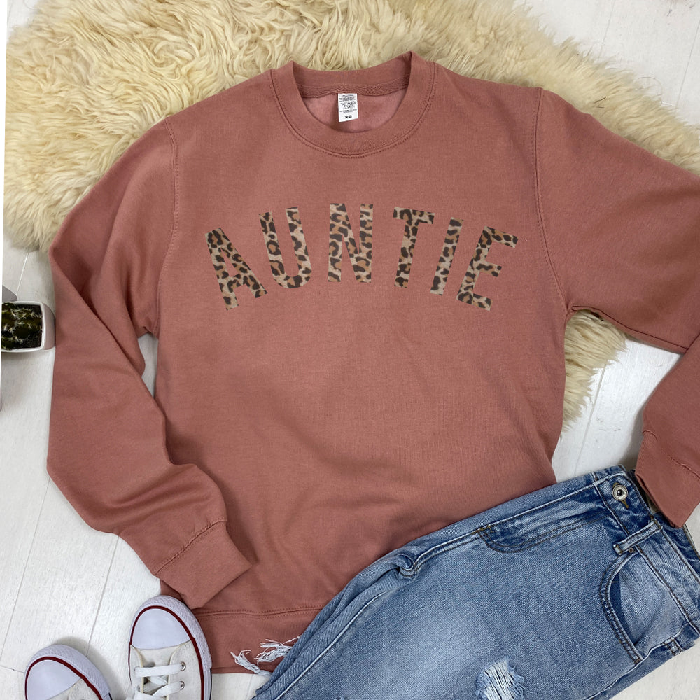 Auntie Leopard Print Women's Sweatshirt - Cozy Pullover Hoodie for Casual Wear, Street Style & Loungewear | MRK X Collection
