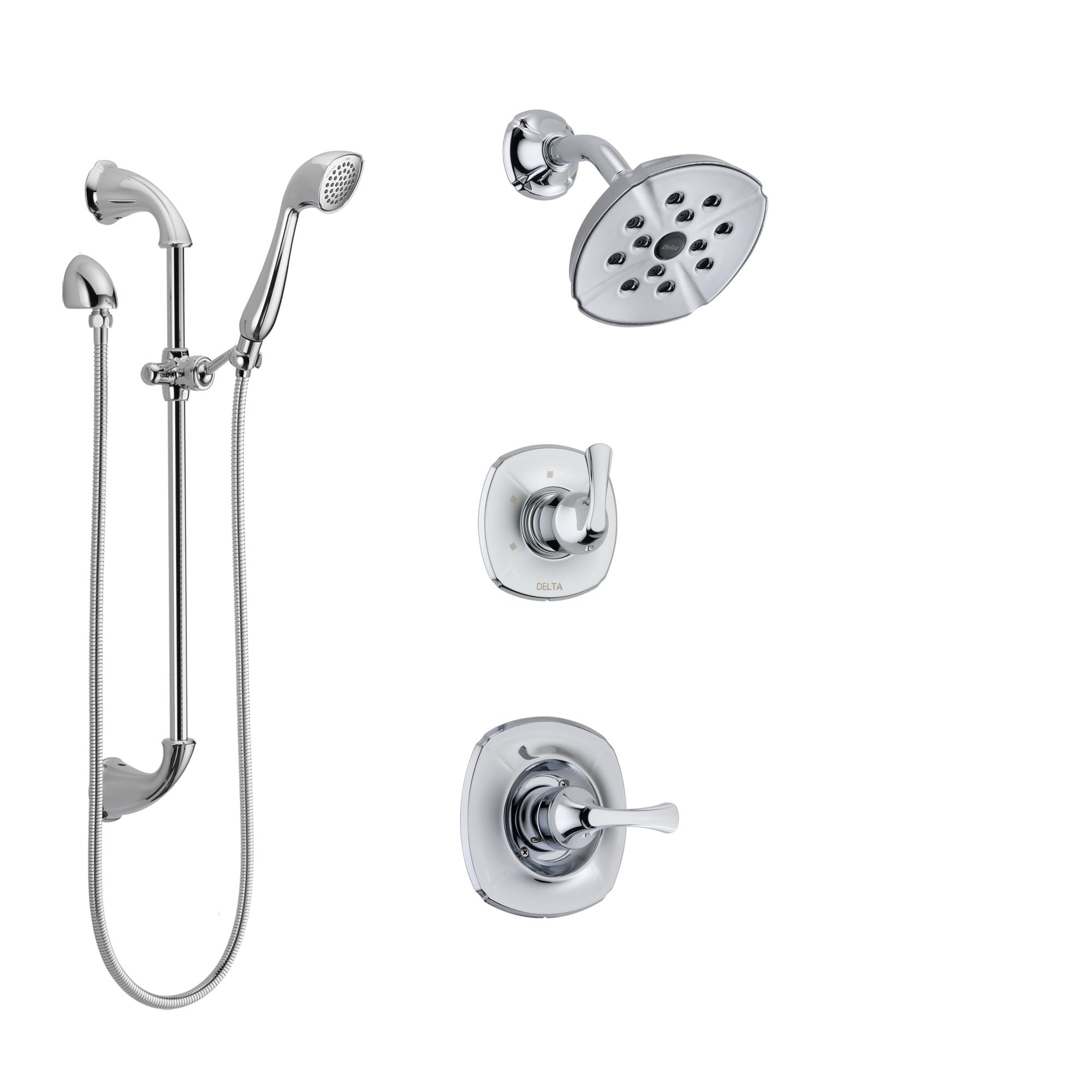 Delta Addison Chrome Finish Shower System with Control Handle, 3-Setting Diverter, Showerhead & Hand Shower with Slide Bar - SS1429215 | Perfect for Modern Bathroom Renovations & Spa-Like Shower Experience