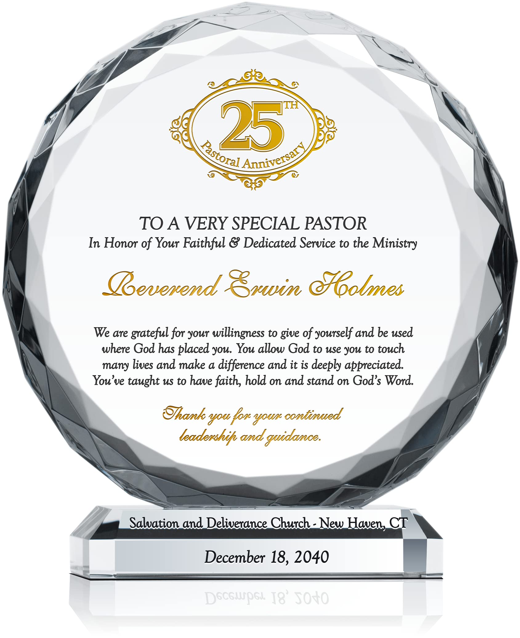 Personalized Crystal Sunflower Plaque for Pastors - 10