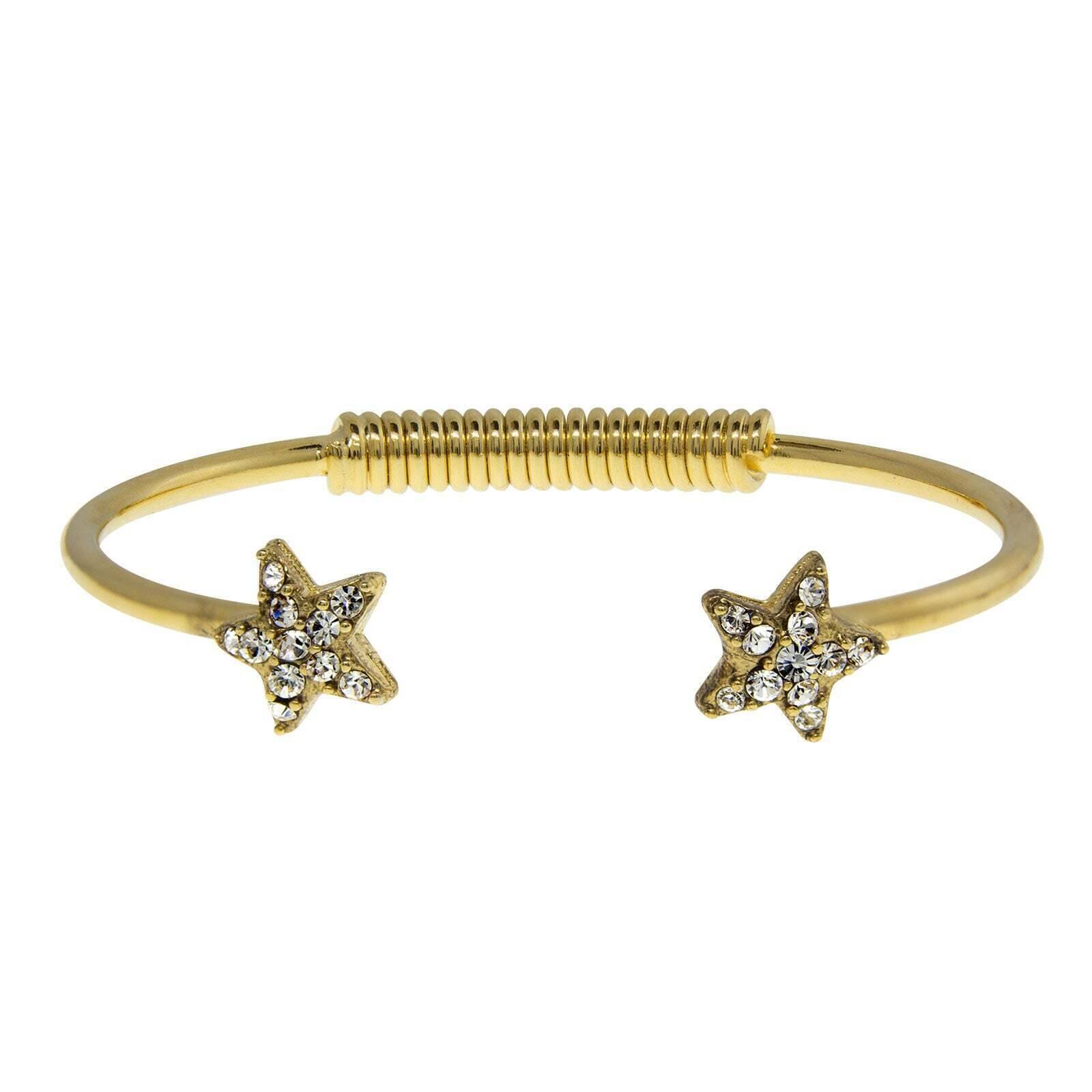 1928 Jewelry Gold Austrian Crystal Star Spring Bracelet - Elegant Fashion Bracelet for Women, Perfect for Parties, Weddings & Special Occasions
