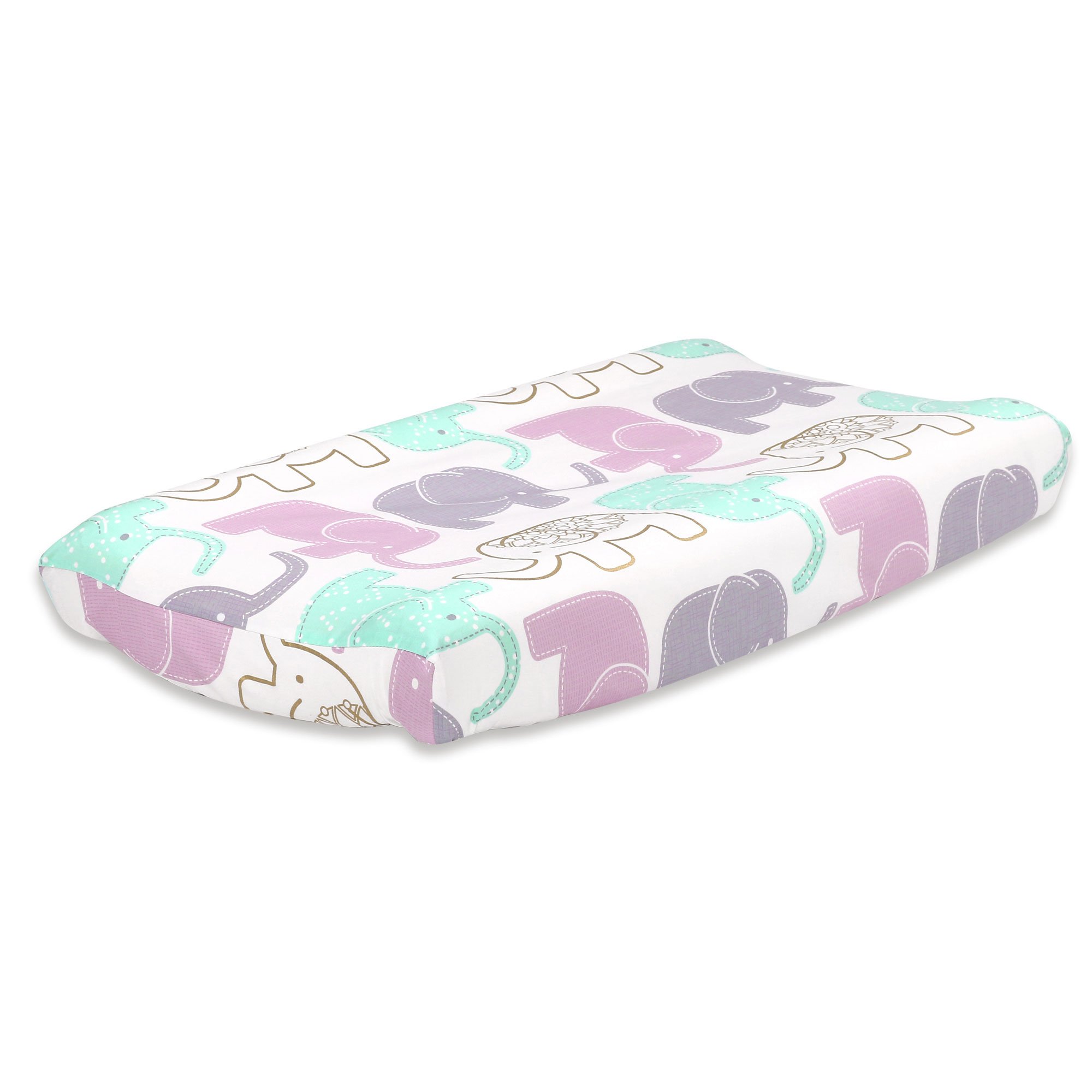 Little Peanut Lilac & Gold Elephant Baby Changing Pad Cover - Soft Waterproof Nursery Changing Table Cover for Boys & Girls - Perfect for Diaper Changes at Home or On-the-Go