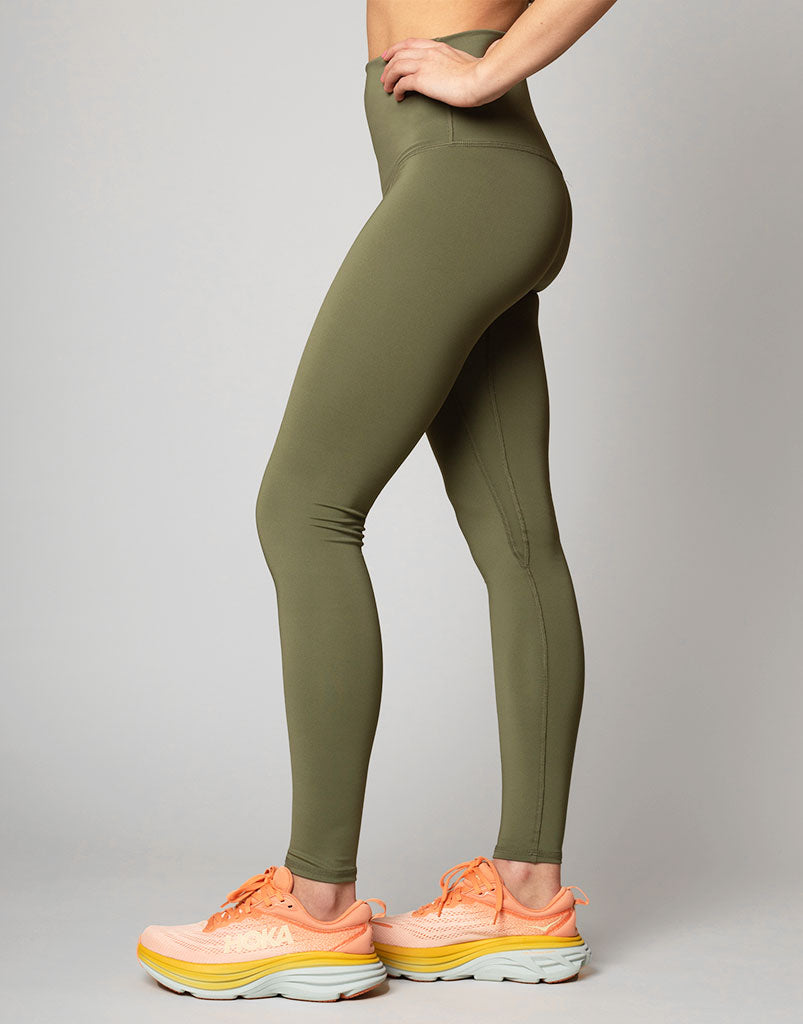 Freestyle Flat Front Leggings for Women - High Waist Yoga Pants with Moss Color - Perfect for Workouts, Running, Yoga & Casual Wear