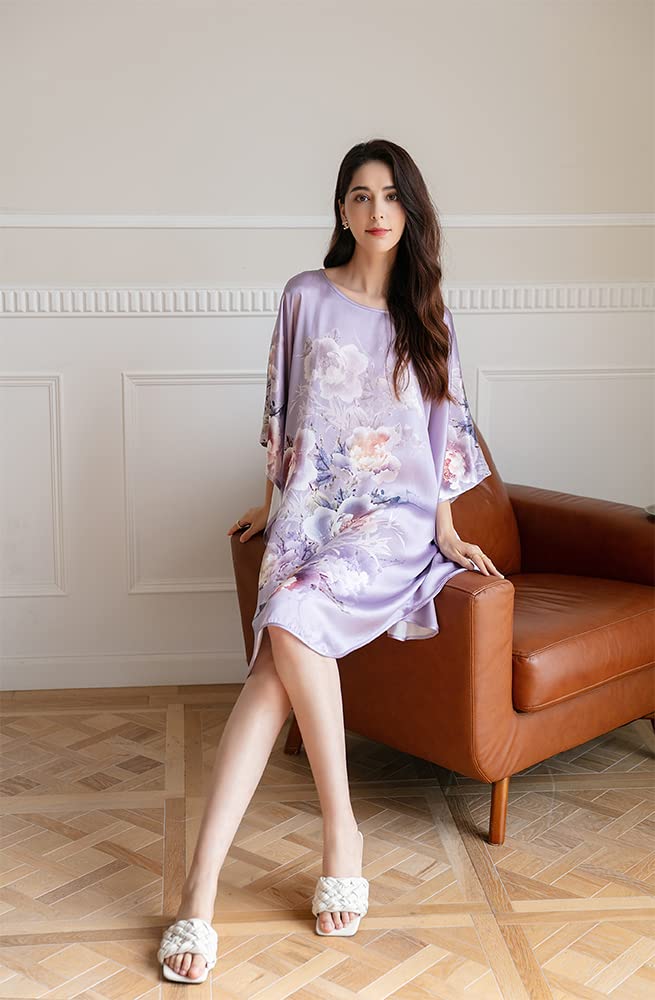 Luxury 100% Silk Pajamas for Women | Floral Print Silk Kimono Robe & Bathrobe with Doll Sleeves - Perfect for Spa Days, Bridal Showers & Relaxing at Home