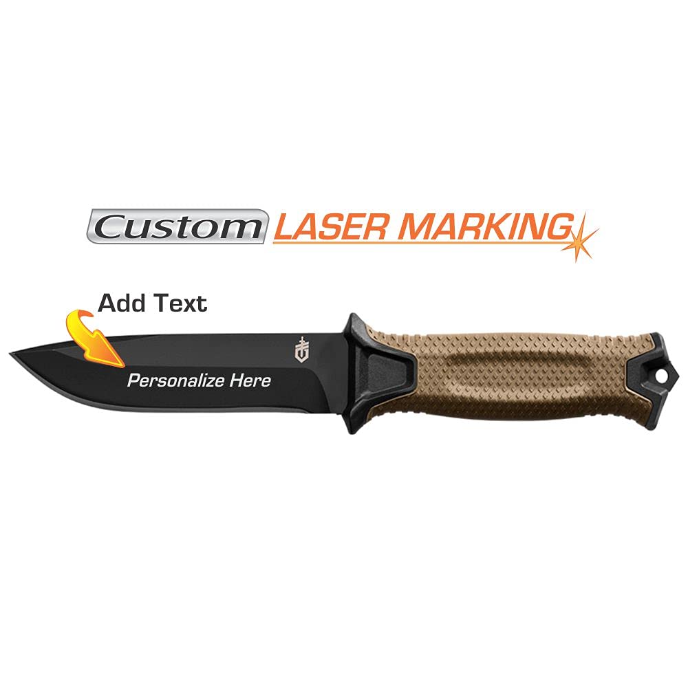 Custom Engraved Gerber Strongarm Coyote Brown Fixed Blade Knife - Tactical Survival, Outdoor Camping & Hunting Essential