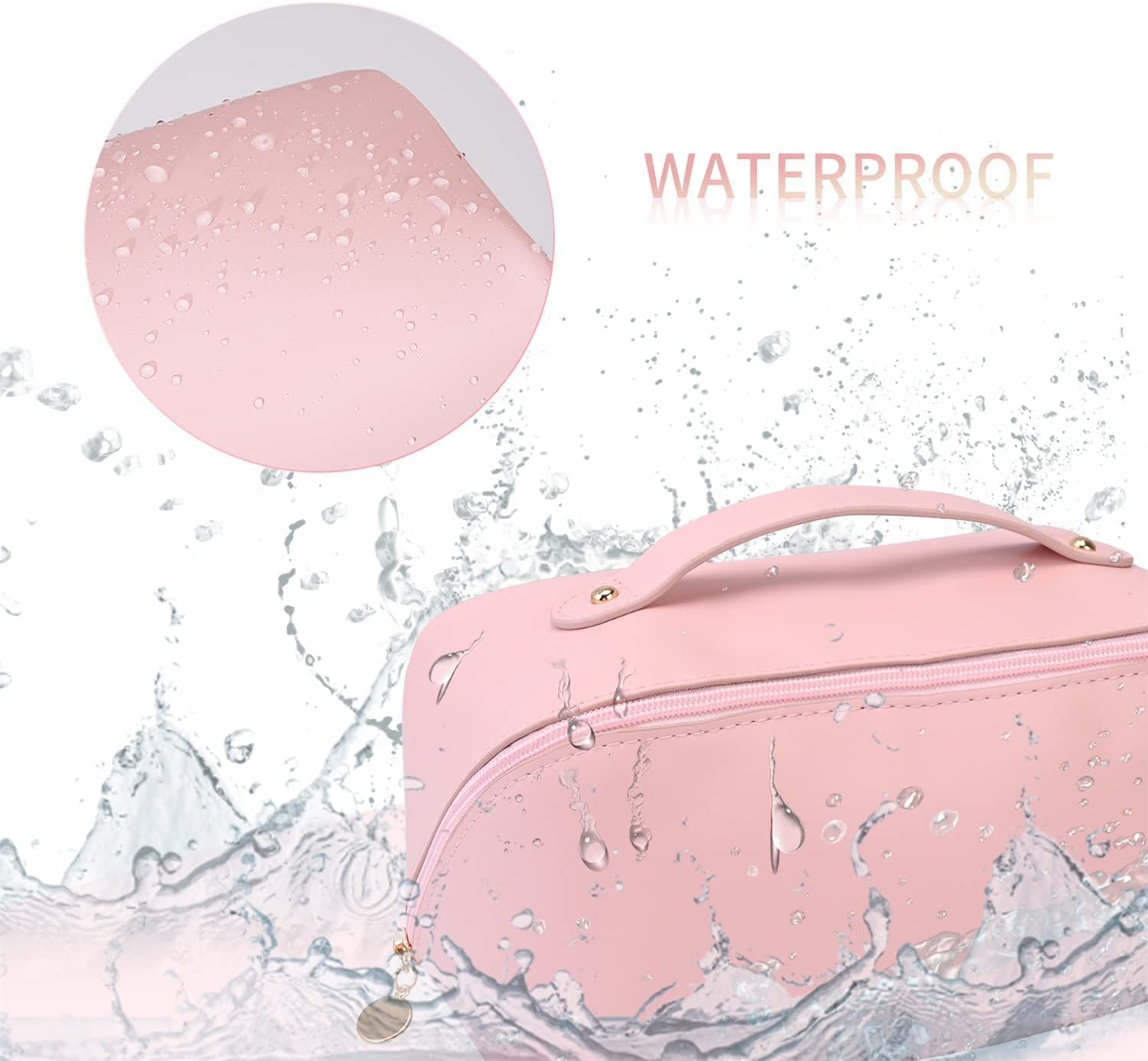 Alesso Large Waterproof PU Leather Travel Makeup Bag for Women - Multi-Compartment Cosmetic Organizer with Zipper Closure (Multicolor) | Perfect for Vacation, Gym, Business Trips & Daily Essentials Storage