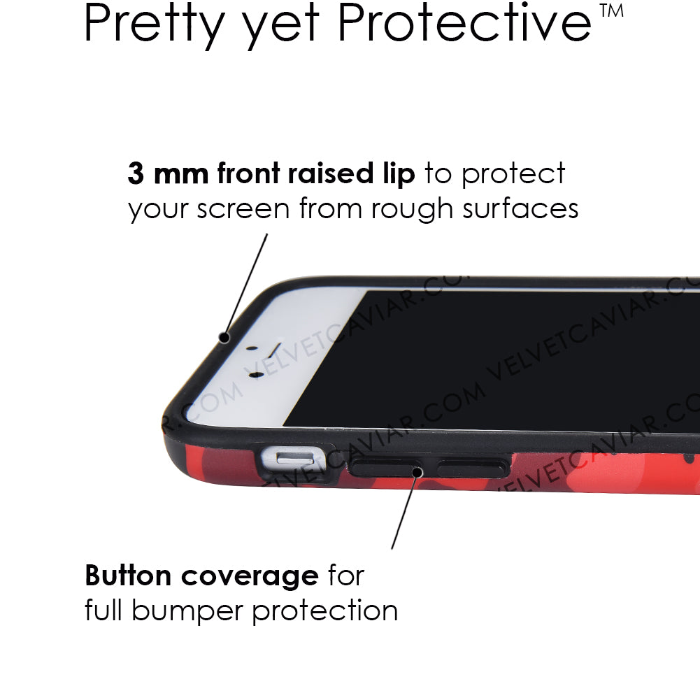 Red Camo iPhone Case - Durable Protective Cover for iPhone 12/13/14/15 - Military Style Camouflage Design - Perfect for Outdoor, Hunting, and Adventure Enthusiasts