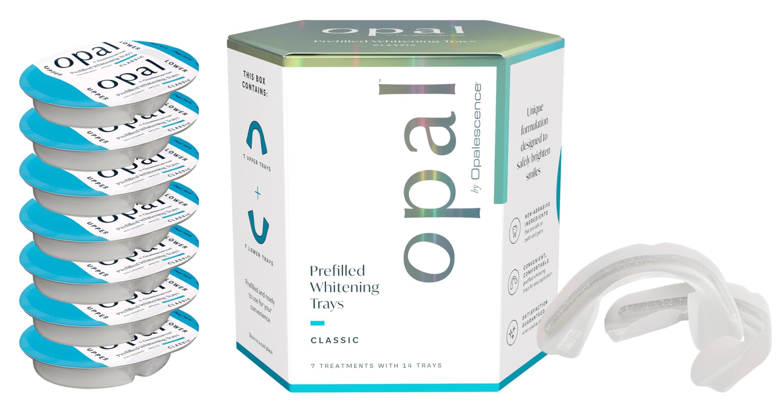 Opalescence Opal Go Prefilled Teeth Whitening Trays - 7 Hydrogen Peroxide Treatments for Brighter Smile - Cool Mint Flavor - Professional Dental Whitening Kit by Ultradent (Op-Tr-Clas-5527-1) | Perfect for Home Use, Travel & Special Occasions