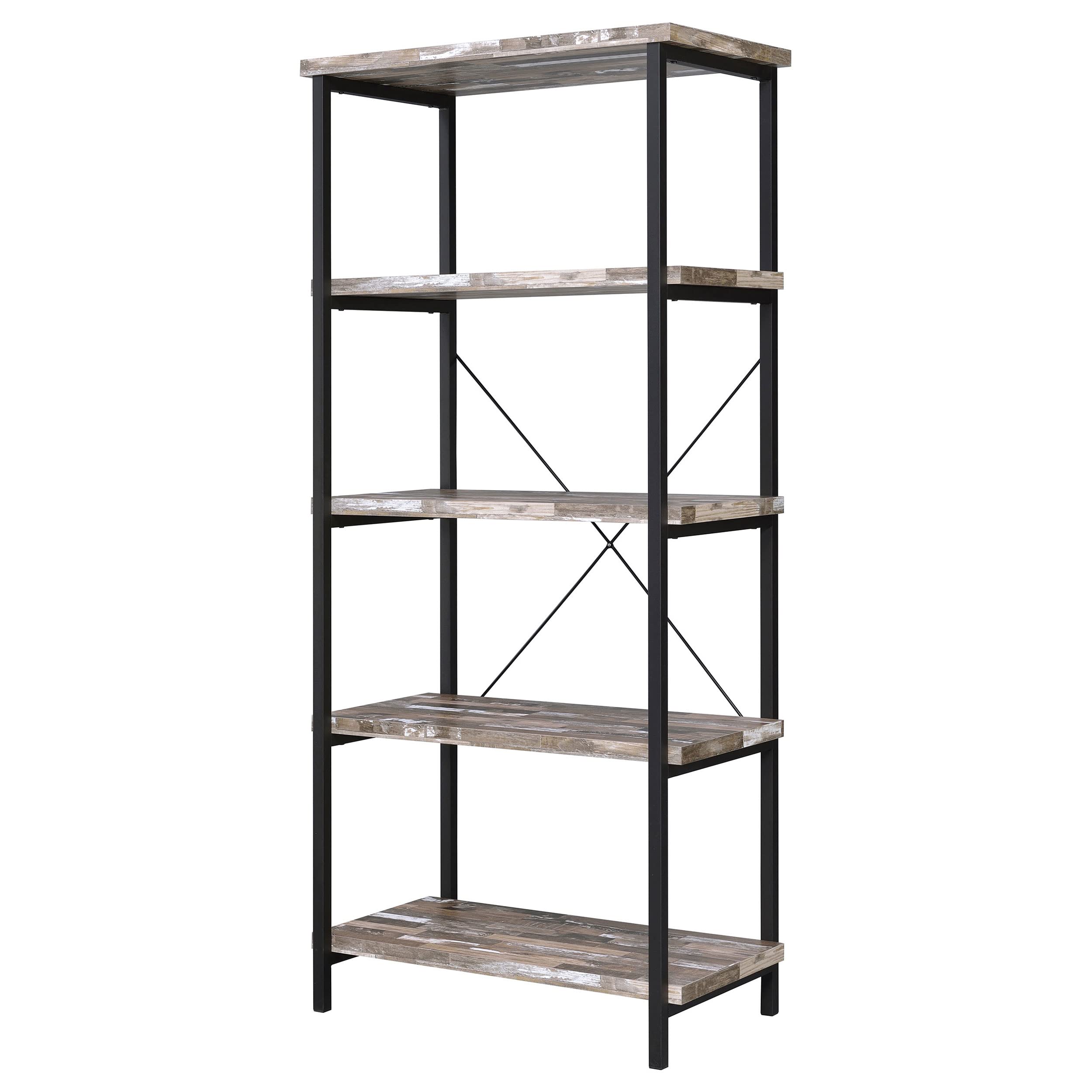 Coaster Furniture 801552 Salvaged Cabin & Black Bookcase - Perfect for Living Room, Office, or Study Room Storage