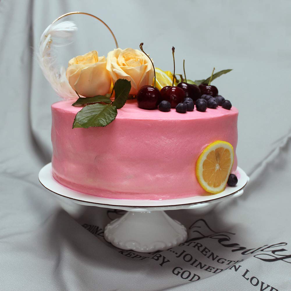 8 Inch Round White Ceramic Cake Stand - Elegant Cupcake & Dessert Display Plate for Snacks, Cookies, Cakes | Perfect for Baby Showers, Birthday Parties, Wedding Decorations & Buffet Table Centerpieces