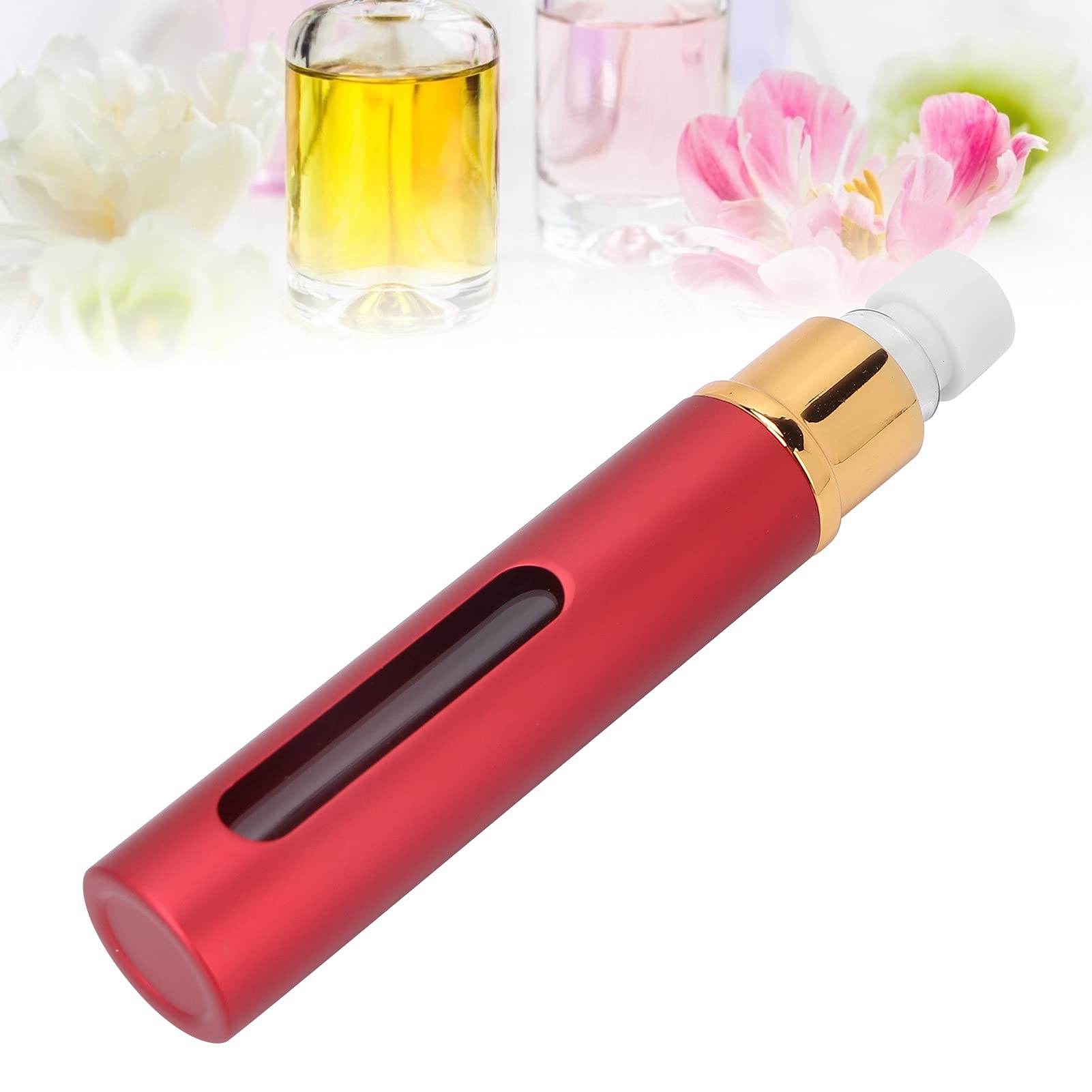Empty Roll On Bottle - Refillable Alumite Perfume Bottle with Visible Design for Essential Oils & Fragrances | Perfect for Gym, Travel, Parties & Home Use (Red)