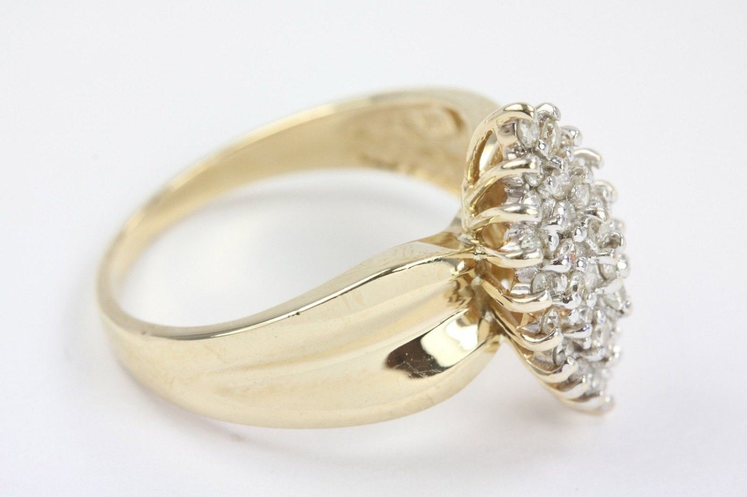 14K Yellow Gold Diamond Cluster Ring for Women - Elegant Wedding, Engagement & Anniversary Jewelry Gift