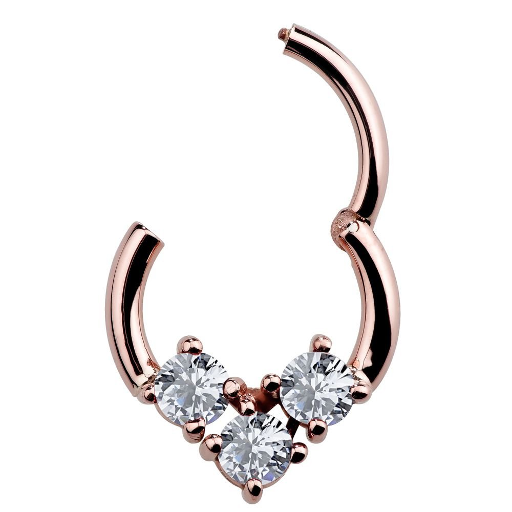 FreshTrends Trinity Cubic Zirconia 14K Gold Cartilage Earrings - Tragus, Daith, Septum Hoop Segment Ring (16 Gauge) - Perfect for Piercing Jewelry, Everyday Wear & Special Occasions