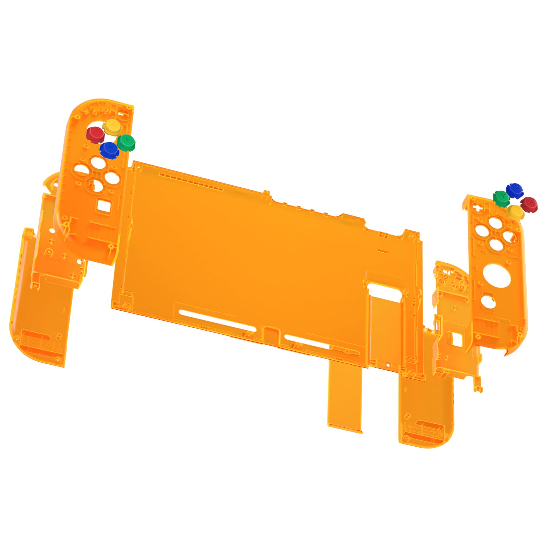 eXtremeRate DIY Replacement Shell & Buttons for Nintendo Switch - Clear Orange Back Plate & Joycon Controller Housing with Colorful Buttons (No Electronics Included) | Perfect for Switch Console Customization & Gaming Accessories