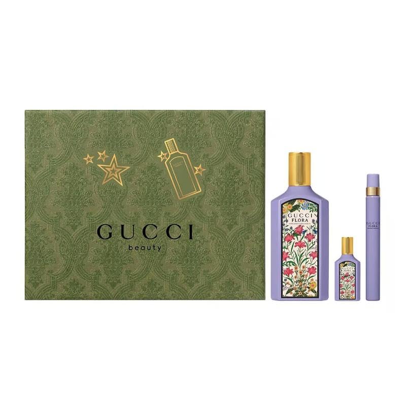 Gucci Flora Gorgeous Magnolia Women's Perfume Gift Set - 100ml EDP Spray + 10ml & 5ml Mini Travel Size - Luxury Floral Fragrance for Her - Perfect for Birthday, Anniversary & Valentine's Day Gifts