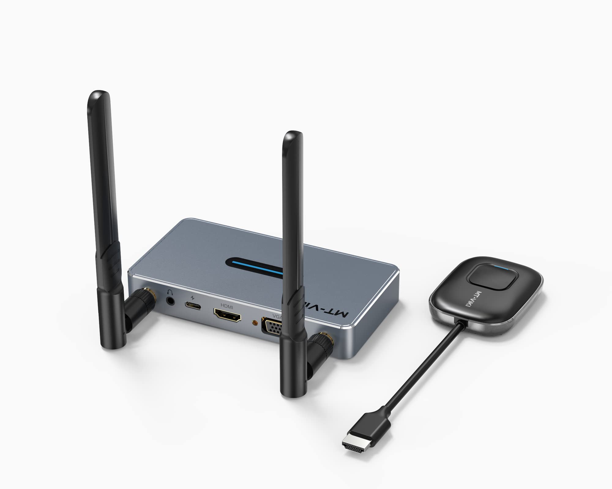 MT-VIKI Wireless HDMI Transmitter and Receiver Kit - 1080P HD Video Extender with 1 in 2 Out (HDMI & VGA), 165ft Range & Audio Support - Perfect for Home Theater, Conference Rooms & Gaming Setups