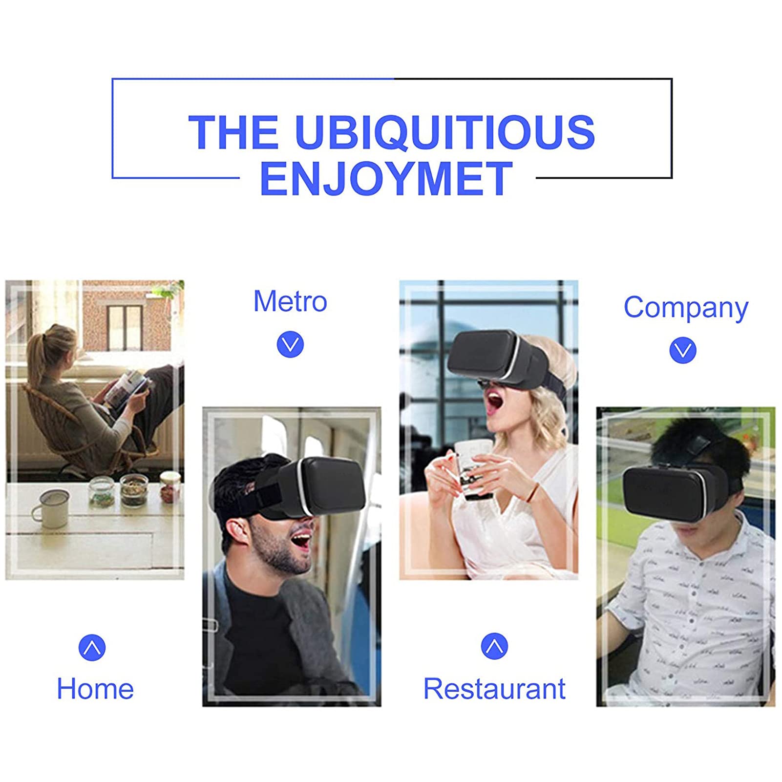 HTYQ 360° 3D VR Headset, Adjustable Virtual Reality Glasses for Kids & Adults - Compatible with iPhone & Android Phones (4.7-6.53 Inch) - Perfect for Gaming, Movies & Virtual Tours
